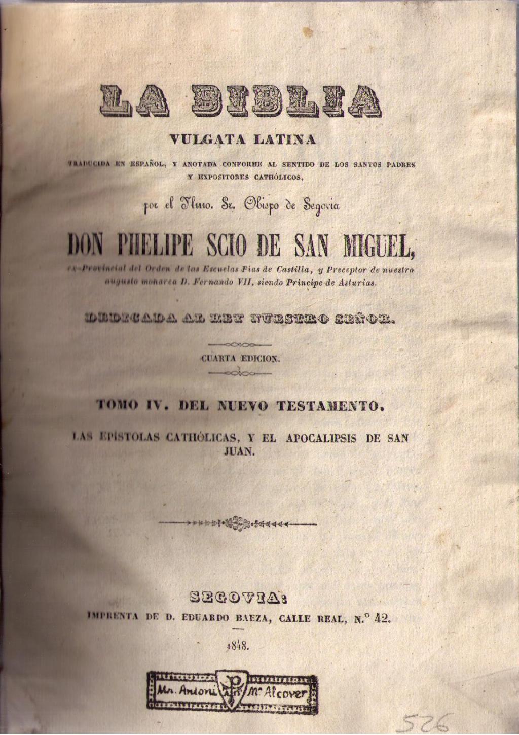 Coberta de La Biblia Vulgata Latina. Nou Testament (Tom IV)